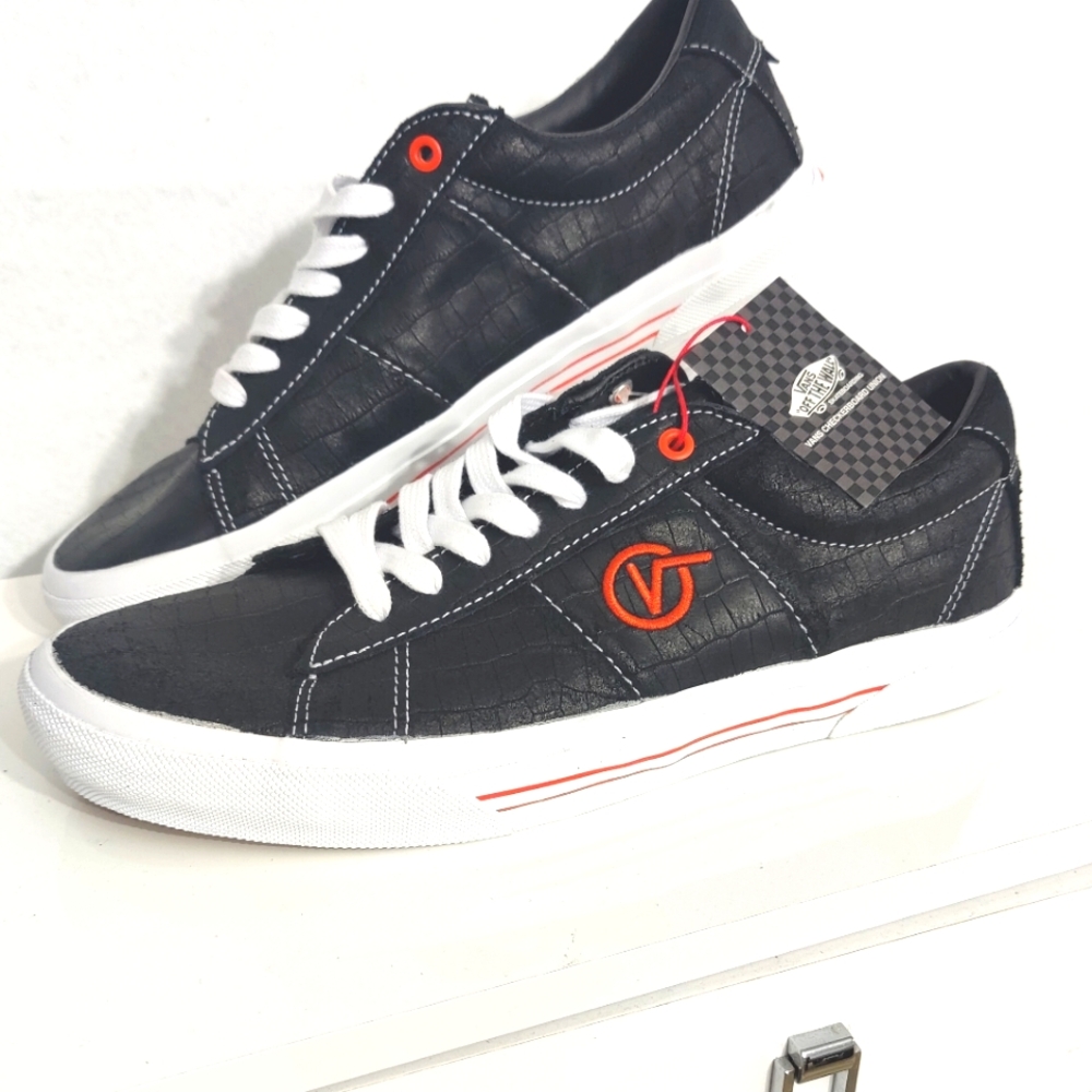 Vans Black Sci-Fi Fantasy X Sneakers with Orange Accents - Picture 2 of 8